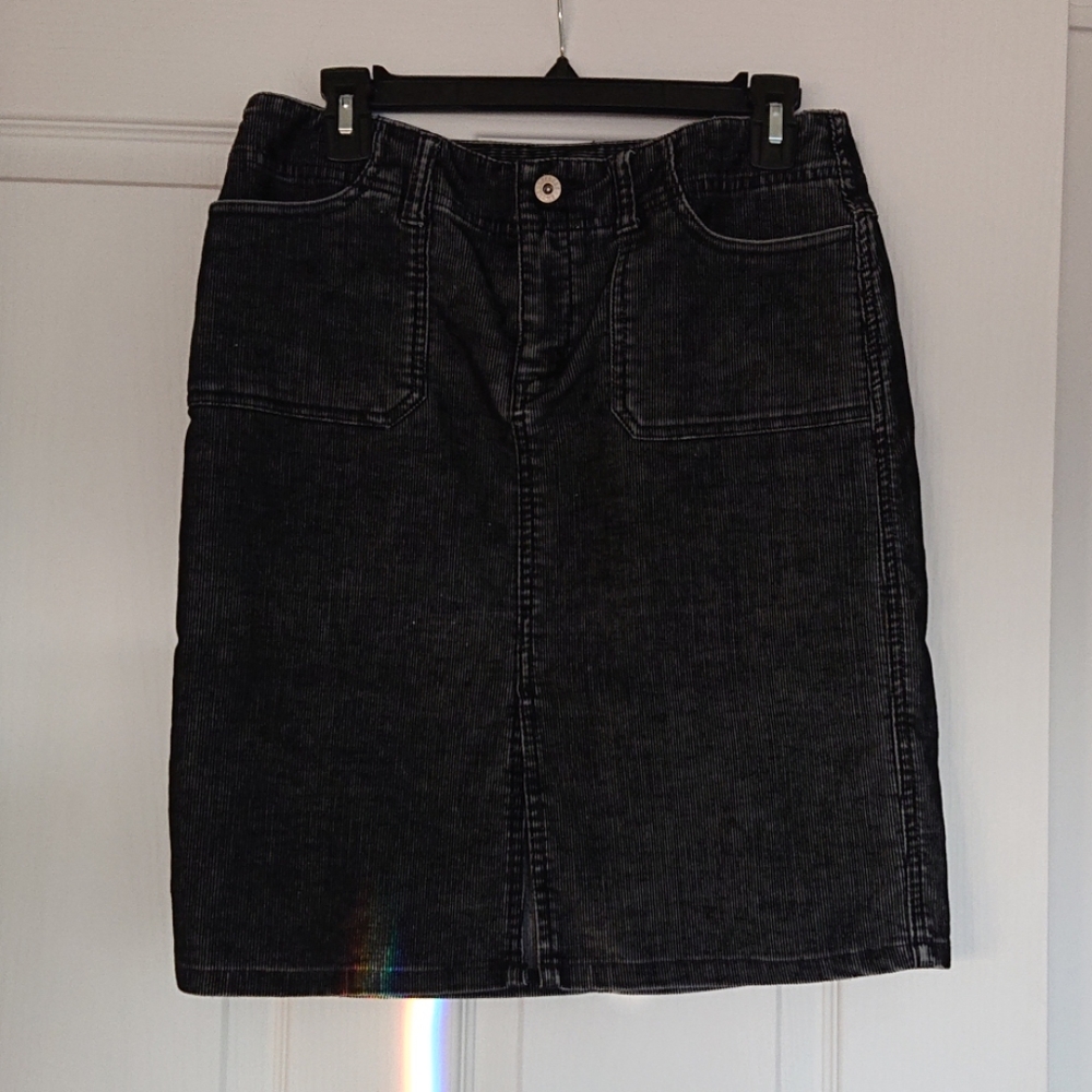 Black corduroy pencil skirt